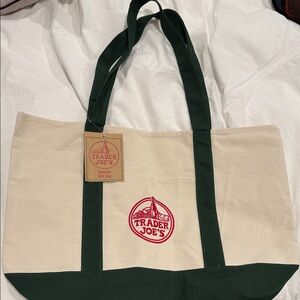 Trader Joe’s Reusable Canvas Tote Bag | Green & Natural | New with Tag